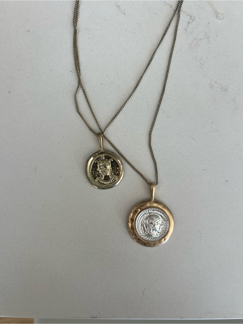 Gold-Tone Medallion Pendant Necklace - Double Layered Coin Design
